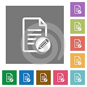 Edit document square flat icons