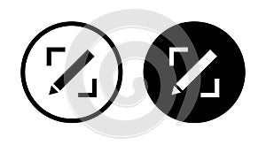 Edit image icon vector isolated on circle background