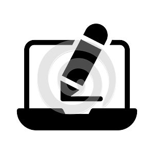 Edit laptop vector glyph flat icon