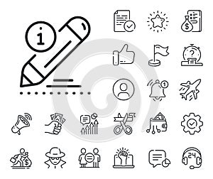 Edit line icon. Information pencil sign. Salaryman, gender equality and alert bell. Vector