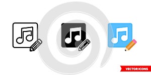 Edit music icon of 3 types. Isolated vector sign symbol.
