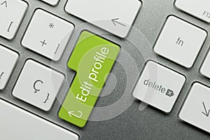 Edit profile - Inscription on Green Keyboard Key photo