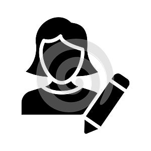 Edit profile glyph flat vector icon