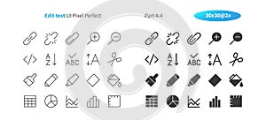 Edit text UI Pixel Perfect Well-crafted Vector Thin Line And Solid Icons 30 2x Grid for Web Graphics and Apps.