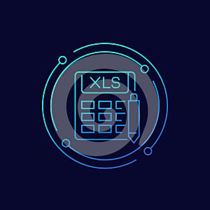 edit XLS document icon, linear design