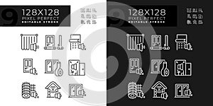 Editable 2D light and dark soundproofing icons collection