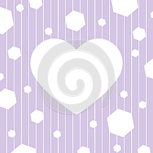 Editable background with a heart in the center for text, photography or illustration, and hexagons for congratulations, cards,
