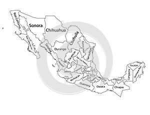 Editable blank map silhouette of Mexico. photo