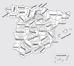 Editable blank map of Spain.