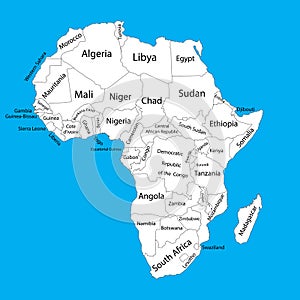 Editable blank vector map of Africa. Vector map of Africa