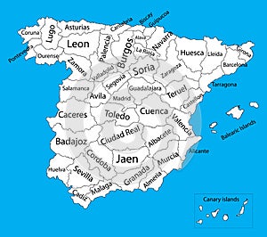 Editable blank vector map silhouette of Spain.