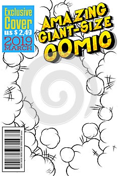 Editable comic book cover with abstract background
