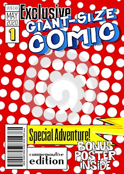 Editable comic book cover with simple explosion background. Vector illustration