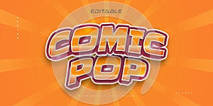 Editable Comic Pop Art Text Style Effect. Orange Cartoon Text Style