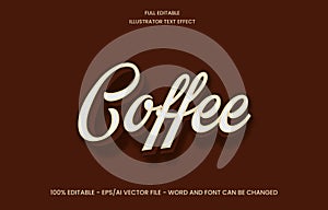 Editable 3D text effect in bold brown coffee vector art. eps 10