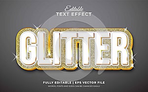 Editable 3d text effect style in gold glitter theme for celebration and party banner