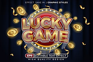 Editable 3d vector text effect lucky game for game