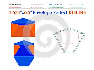 Editable easily resizable Regular Envelope dieline template and 3D envelope