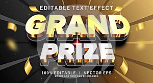 grand prize 3d vector text effect with modern style design