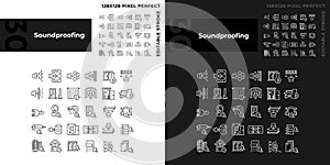 Editable light and dark soundproofing icons collection