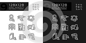 Editable light and dark soundproofing line icons