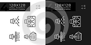 Editable light and dark soundproofing line icons