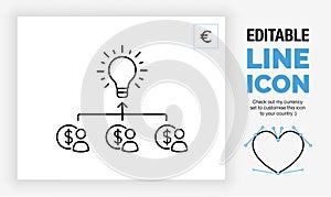 Editable line icon of crowd funding