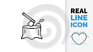 Editable line icon of deforestation