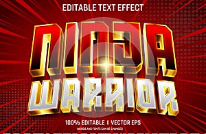 ninja warrior vector 3d text effect with modern style design