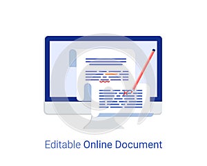 Editable online document concept.