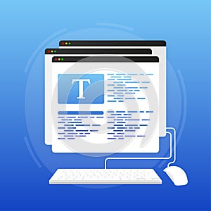 Editable online document concept. Copywriting, writing icon. Vector illustration.