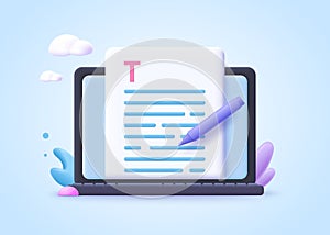 Editable online document concept.  Creative writing, storytelling, copywriting, online education.