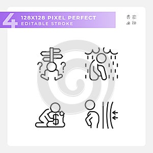 Editable pixel perfect black psychology icons set