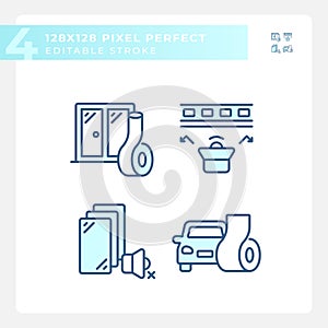 Editable pixel perfect soundproofing icons set