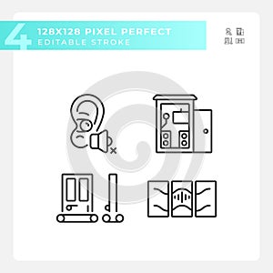 Editable pixel perfect soundproofing linear icons set