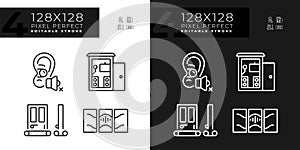 Editable pixel perfect soundproofing linear icons set