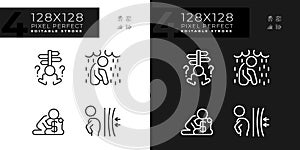 Editable pixel perfect white and black psychology icons set