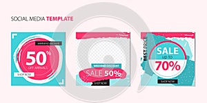 Editable Post Template Social Media Banners for Digital Marketing. Multipurpose sale banner set for mobile apps and