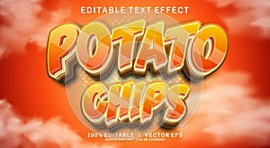 potato chips 3d vector text effect with modern style design