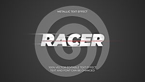 Editable racer metallic text effect suitable for race theme