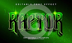 raptor vector text effect with modern style design