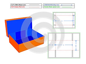 Editable resizable corrugated carton box standard box, cardboard carton box, gift box with 3D render and dieline template