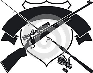 Hunting and fishing emblem logo photo