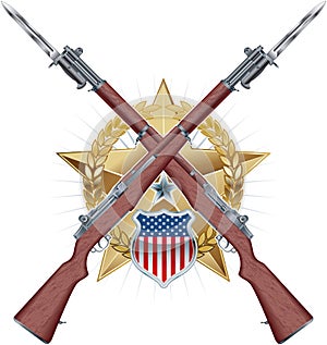 American war badge  with garand rifles photo