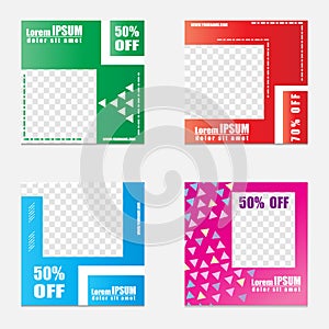 Editable social media post templates for marketing and sales promotions, frames, puzzle stories, backgrounds, banners, vector