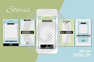 Editable Social media Stories for Phone vector template