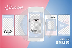 Editable Social media Stories for Phone vector template