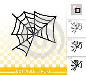 Editable stroke Spider web thin line icon