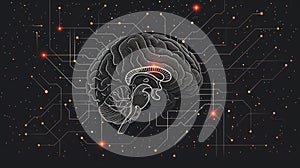 Editable Stroke Vector Illustration of Human Brain Line Icon on White Background