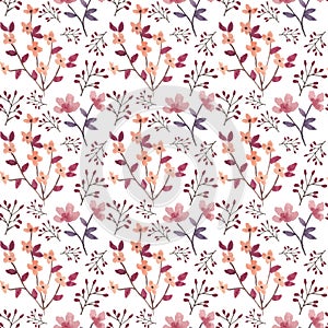 Summer flower with purple and red color seamless pattern